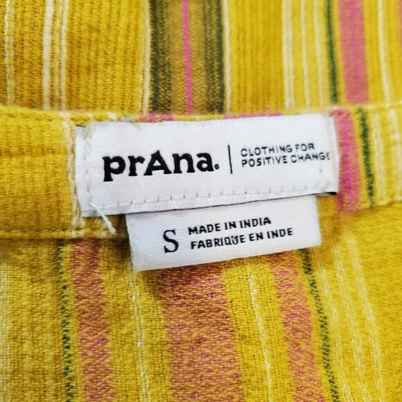 prAna California Dreaming Maxi Dress Organic Cotton Yellow Stripes Sz S colorful - Picture 9 of 9